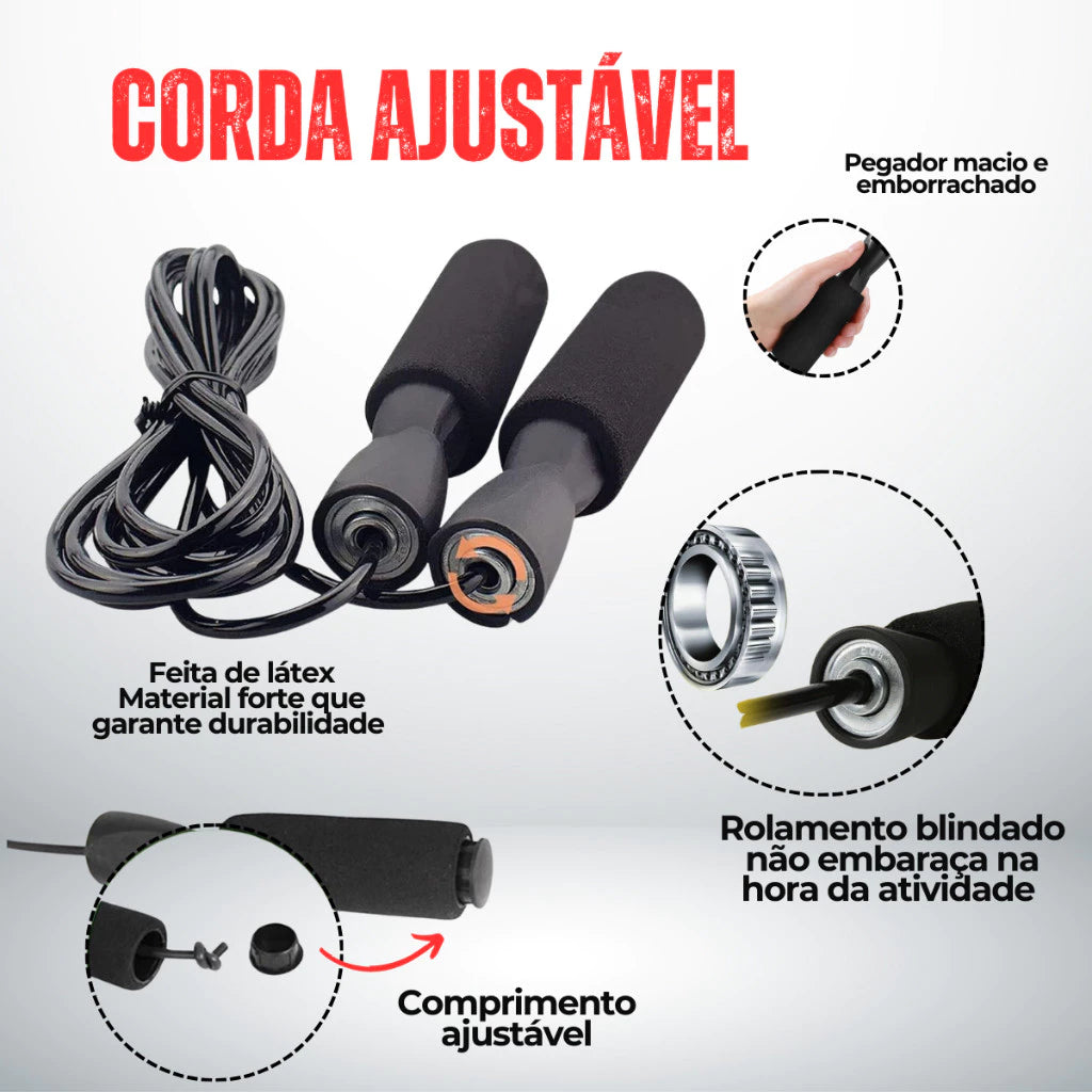 Kit Treine Em Casa Completo Elástico Extensor Cross Tube + Kit com 5 Faixa + Corda de Pular