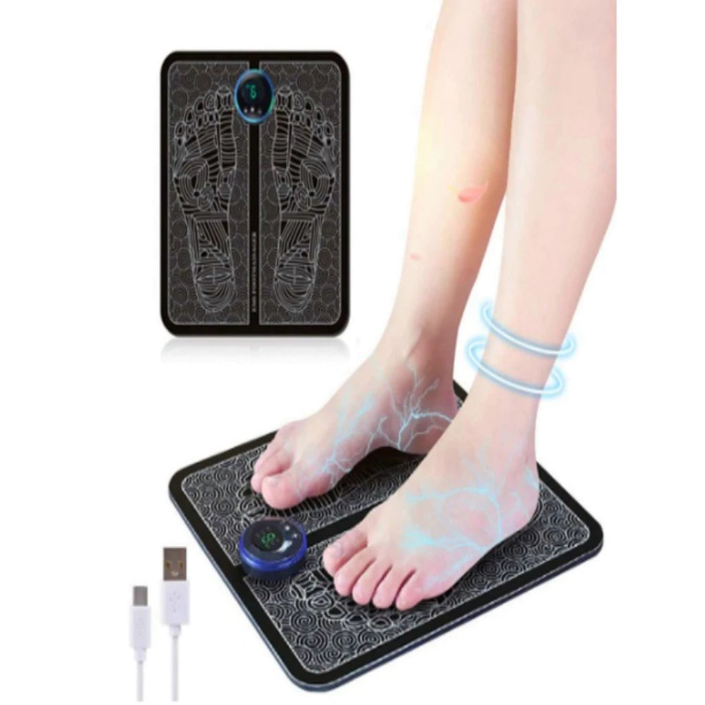 Kit Tapete Massageador Elétrico Para Pés + Mini Massageador Elétrico Portátil