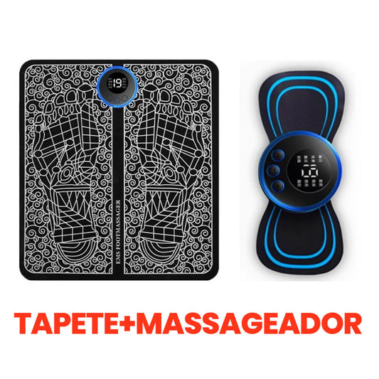 Kit Tapete Massageador Elétrico Para Pés + Mini Massageador Elétrico Portátil