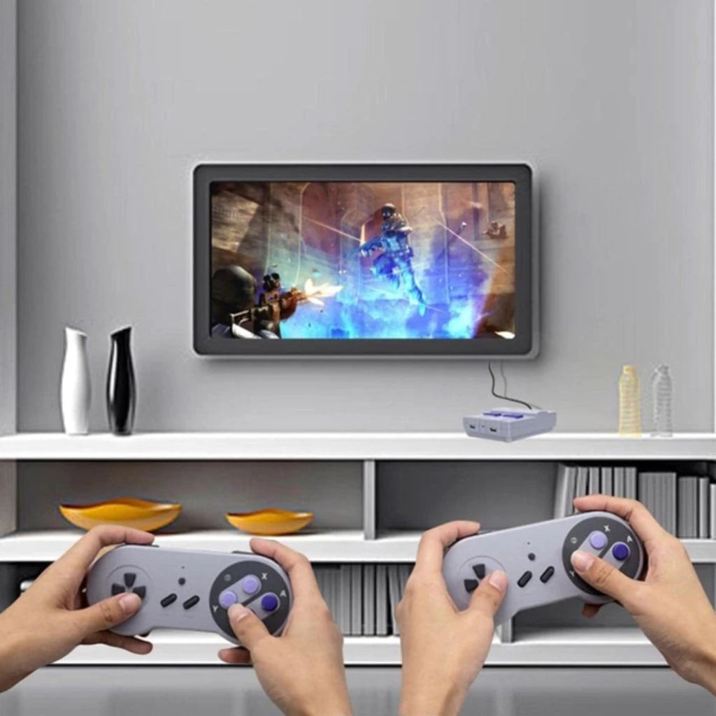 Video Game Classic Super Nintendo Mini SNES Com 2 Controles 8 Bits 620 Jogos Original