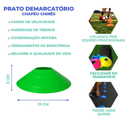 Kit Treinamento Funcional Agilidade 5 Chapéus + 5 Cones e Escada